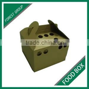 NEW STYLE BROWN PLAIN CORRUGATED FOOD DELIVERY CARTON BOX WITH HANDLES thumbnail-1