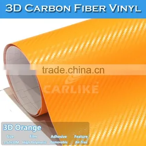 Removable Glue SINO Car Automobile Orange Carbon Fiber Car Wrap Vinyl Film thumbnail-2