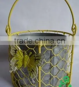 Colorful Round Mesh Wire Basket With Zinc Pot thumbnail-2