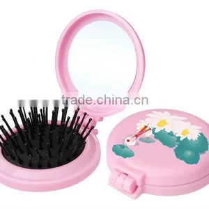 Mini Oval Plastic Pocket Mirror With Comb thumbnail-1