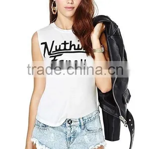 Womens White Trim Round Collar Tank Vest Top t Shirt thumbnail-1