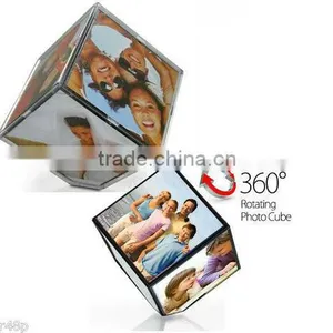 Acrylic MAGIC Rotating Photo Cube 360 Motion 6 Photo Revolving Display New UK thumbnail-1