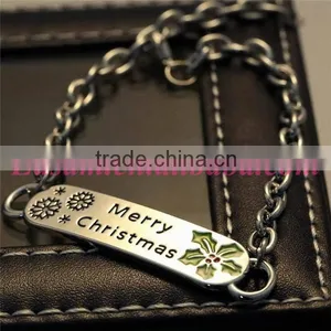 Hot Selling Merry Christmas Letter Engraved Metal Plate Cuff Bangle Bracelet thumbnail-3