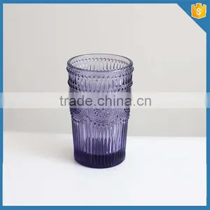 Crystal Glass Embossed Coloured Glass Tumbler Sunflower Pattern Drinking Tumbler Glass thumbnail-1