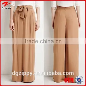 2015 New Arrival China Wholesale Trousers Fabric ,belted Wide Leg Pants for Woman Quality Choice thumbnail-1