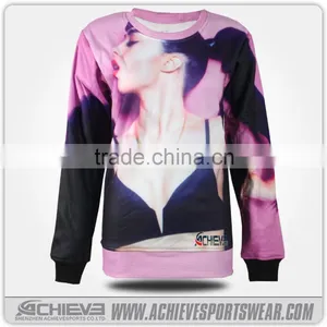 New Design Round Neck Pullover, Custom Sublimation 100% Polyester Crew Neck thumbnail-1