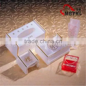 Plastic Tissue Box Cover Blue Wood thumbnail-1