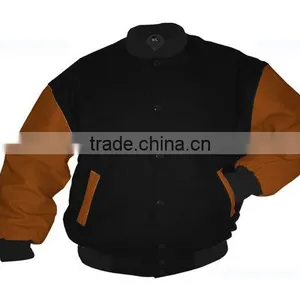 2013 Mens Bomber Jackets With Leather Sleeves thumbnail-1