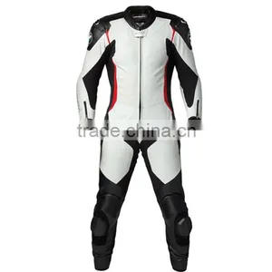 1pc Perrini Fusion Motorcycle Riding Racing Leather Suit w/ Padding & Hump White -46 thumbnail-1