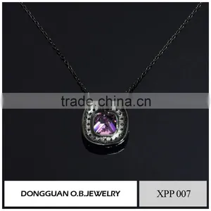 Fashion 925 Silver Pendant Designs, Pink Diamond Crystal Pendant Necklace thumbnail-2