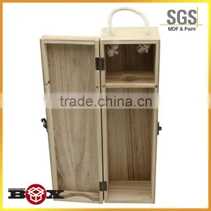 Pine Wooden Wine Box With Opened Door thumbnail-1