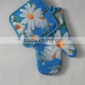Kitchen Set Orange Color Photo Printing Poly Material (twill) 17*17cm Pot Holder 17*27cm Glove thumbnail-3