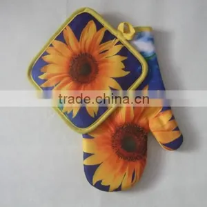 Kitchen Set Orange Color Photo Printing Poly Material (twill) 17*17cm Pot Holder 17*27cm Glove thumbnail-2