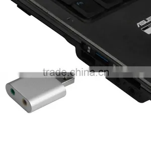 Wholesale Aluminum External USB Audio Adapter Sound Card With Stereo Headphone/Speaker and Mono Microphone Jacks thumbnail-2