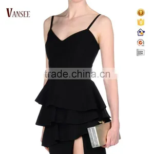 Plain Black Pleated Skirt Backless Braces Skirt Evening Dress thumbnail-1