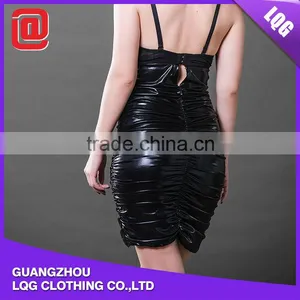 Leather Rhinestone Beaded Young Sexi Girl Sexy Nighty Dress thumbnail-3