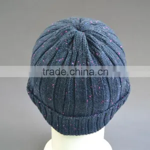 Acrylic Beanie Hat With PU Leather Patch Logo thumbnail-6