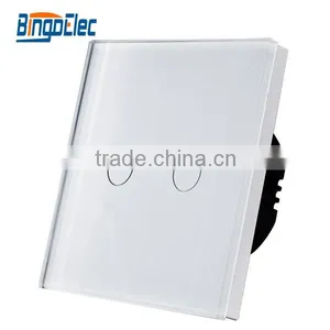 UK 2 Gang Toughened Glass Panel Touch Wall Light Switch BINGO ELEC thumbnail-3