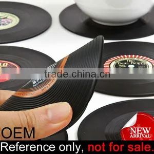 Promotional Custom Soft PVC Retro Turntable Black Vinyl Record Coaster thumbnail-2
