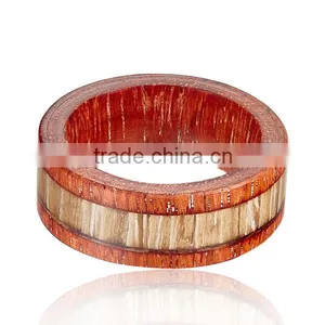 8MM New Natural Wood Ring, Red Wood Ring With Wood Inlay, Real Wood Ring thumbnail-3