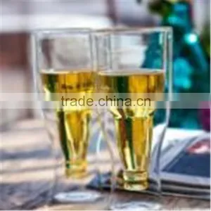 FDA Certificated & Hand-made 350ml Borosilicate Double Wall Glass Beer Cup thumbnail-3