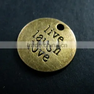 20mm Vintage Style Bronze Plated Alloy Antiqued Live Laugh Love Engraved Letter DIY Pendant Charm Supplies 1810220 thumbnail-1
