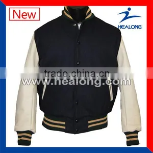 Cheap Custom Varsity Jacket With Leather Sleeves thumbnail-1