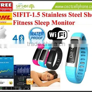 SIFIT-1.5 Stainless Steel Shell Fitness Sleep Monitor.Bluetooth 4.0 Calories Counter Fitness Sleep Monitor Stainless Steel Shell thumbnail-1