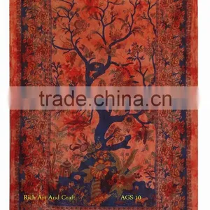 Tree of Life Tapestry Wall Hanging Twin Cotton Bedspread Bohemian Indian Tapestries Wholesale China Gift Decor Art thumbnail-3