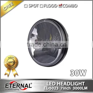 7in Round Headlight 30W LED Headlight Dual Beam With H4 Plug For Jeep Wrangler JK CJ LJ TJ DRL Headlight Replacement thumbnail-2