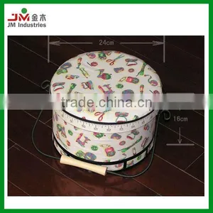 Hardboard Round Sewing Box With Handle thumbnail-1