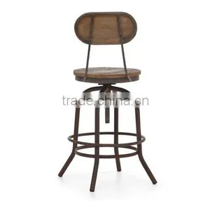 Industrial Rustic Wood Metal Counter Chair thumbnail-4