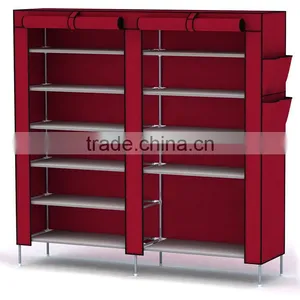 10 TIER CANVAS FABRIC SHOES RACK SHOE STORAGE CABINET RAIL ORGANISER ZIPPER STAND thumbnail-1