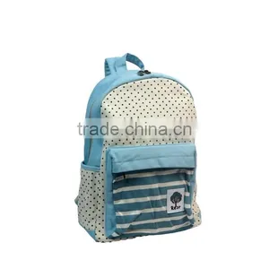 Canvas Polka Dots and Stripes School Bag School Backpack For Campus Hiking Travel Book Bag thumbnail-2