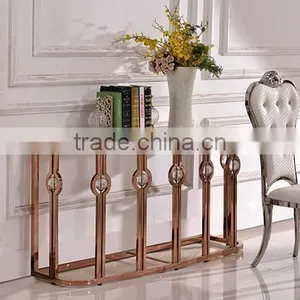 F346 2015 Hot Sale Glass Top Modern Stainless Steel Console Table thumbnail-4