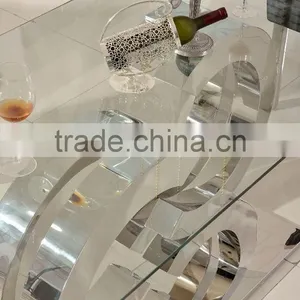 TH286-1 Home Furniture Tempered Glass Top Dining Set thumbnail-2