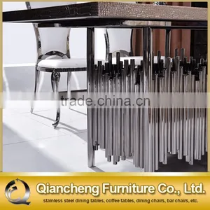 Hot Cake MDF Top Dining Table Set With Silver Frame thumbnail-4