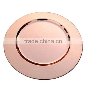 WEDDING ROUND SHAPE COPPER PLATED HAMMERED CHARGER PLATE thumbnail-1