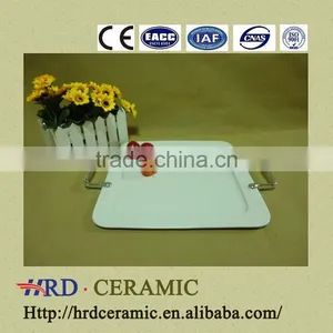 Square Stock Ceramic Plate With Handle for Home Decoration thumbnail-1