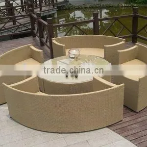 Circle Rattan Glass Top Tables and Sofas thumbnail-1