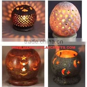 Tea Light Candle Stand, Unique Stone Candle Stand, Soapstone Candle Stand thumbnail-1