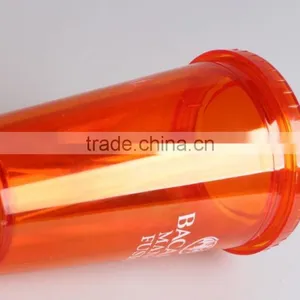 RED Double Wall 16oz Plastic Tumbler With Lid and Straw thumbnail-2