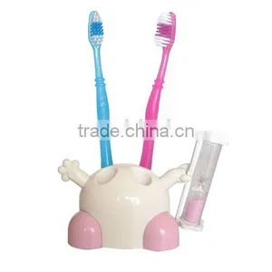 Toothbrush Holder With Sand Timer (rose Pink Color) thumbnail-1
