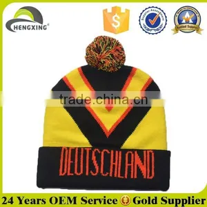 Knitted Embrodiery Hat With Pom Ball thumbnail-2