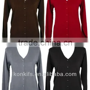 Womens Cardigan V-Neck Sweater thumbnail-1
