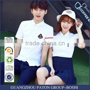 School White Cotton Shirt And Navy Blue Denim Skirt Sets thumbnail-1