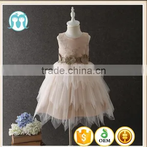 High Quality Elegant Children's Boutique Clothing Sleeves Sexy Handmade Flower Many Layer Baby Party Dress Spain Cake Dresses thumbnail-1