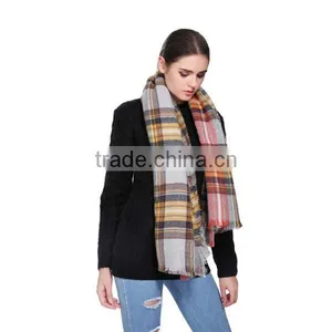 Bulk Wholesale New Early Spring Female and Male Scarf 5 Colors Printed Grid Fake Imated Cashmere Material Adult Cappa thumbnail-2