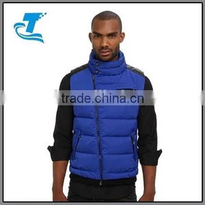 New Fashion European Style Winter Blue Men Down Vest With Stand Up Collar thumbnail-1
