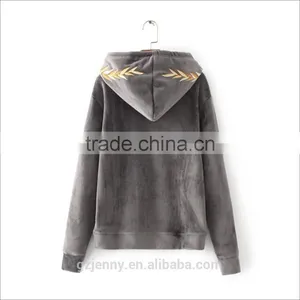 2017 Chinese Wholesale Custom Competitive Price Casual Zip Velvet Tracksuit thumbnail-4